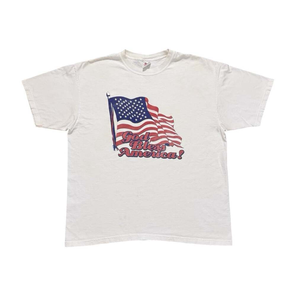 Vintage God Bless America Single Stitch Short Sleeve American Flag Tshirt